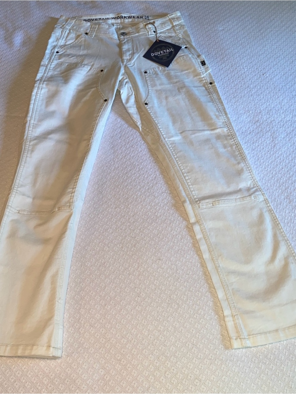 Dovetail Women’s Boot Cut Canvas Jeans in White - J28